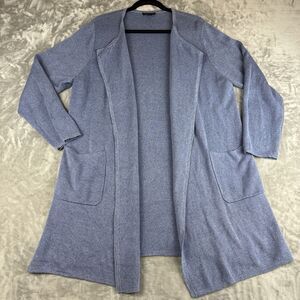 J. Crew Juliette Sweater Women's XL Blue‎ Cardigan Open Front Linen Blend (1065)